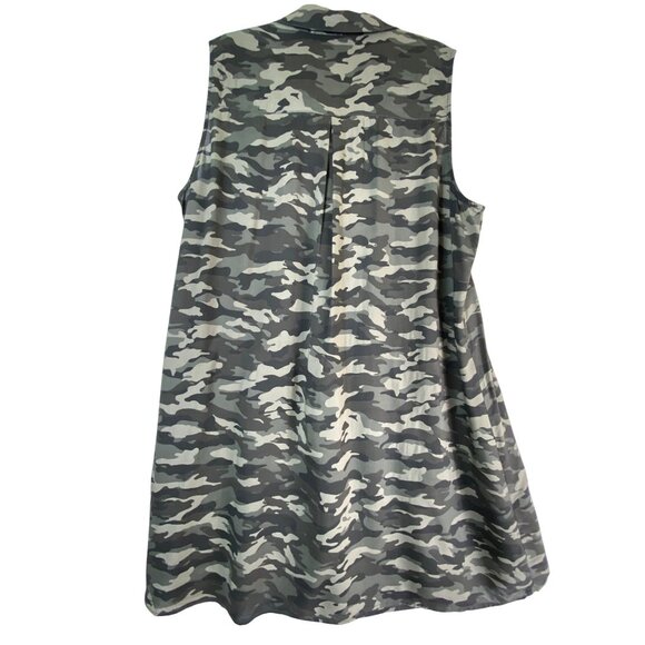 Beach Lunch Lounge Camo Button Down Midi Dress Plus Size 2X Army Y2K Military - Picture 2 of 8